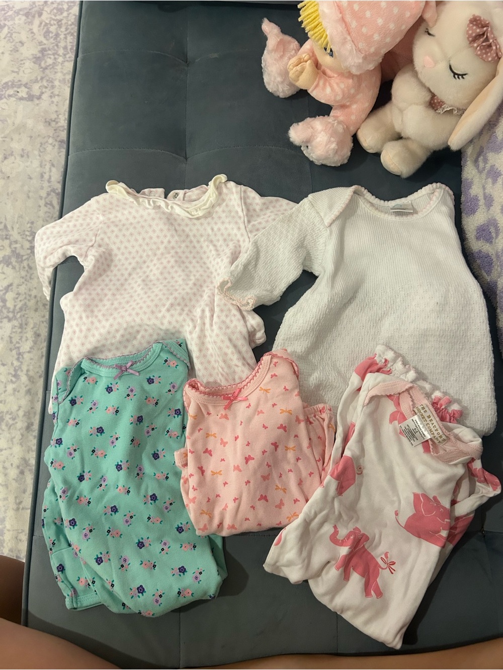 Assorted Baby Girl Onesies & Sleepers - Pink, White, Mint